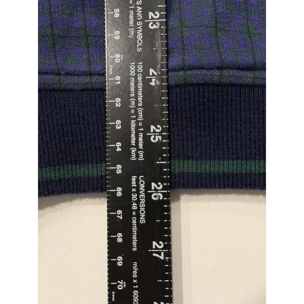 Wimbledon Vintage All England Tennis V-Neck Sweater Navy Plaid XL Mens